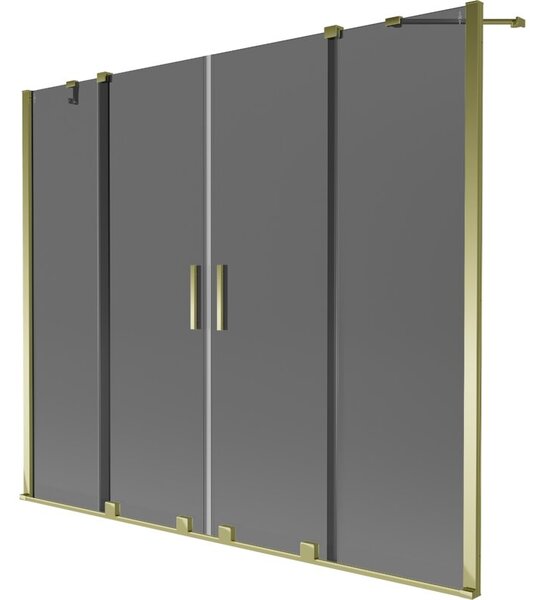 Mexen Velar Duo parawan nawannowy 2-skrzydłowy rozsuwany 180 x 150 cm, grafit, złoty - 896-180-000-42-50
