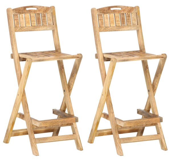 Składane krzesła barowe do ogrodu, 2 szt., lite drewno mango