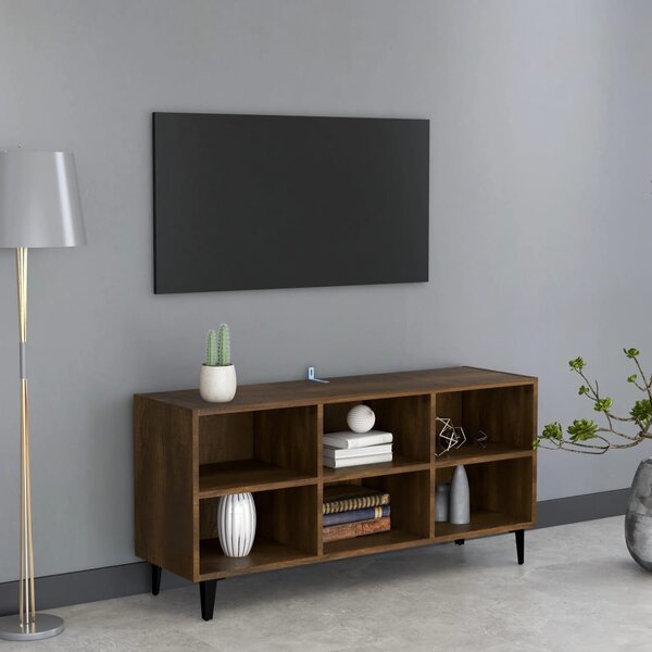 Szafka TV, metalowe nóżki, brązowy dąb, 103,5x30x50 cm