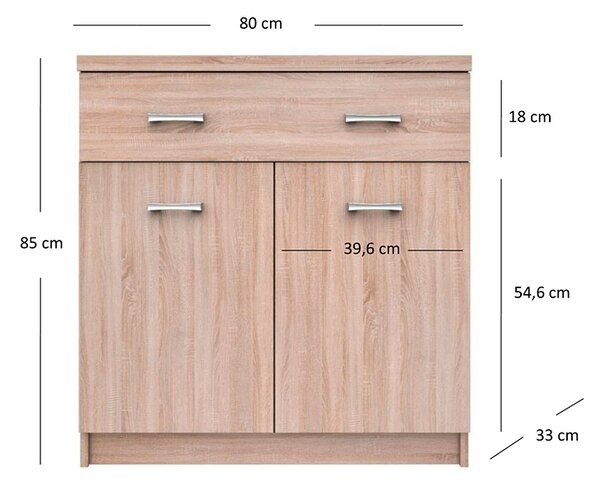 Komoda z szufladą i półkami 80 cm dąb sonoma - Ontario 6X