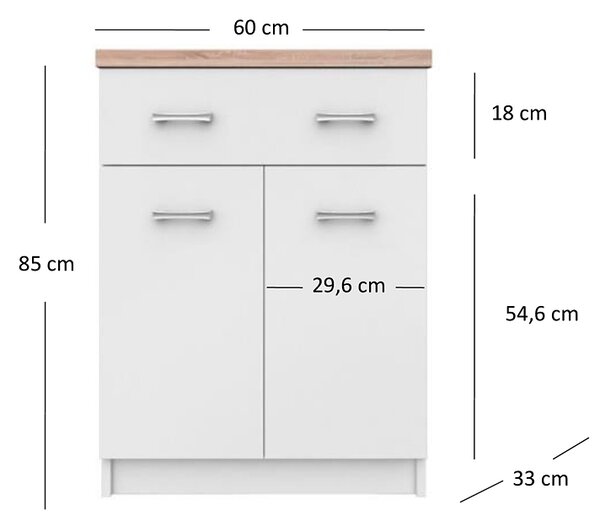 Biała komoda z szufladą i półkami 60 cm E8-N93