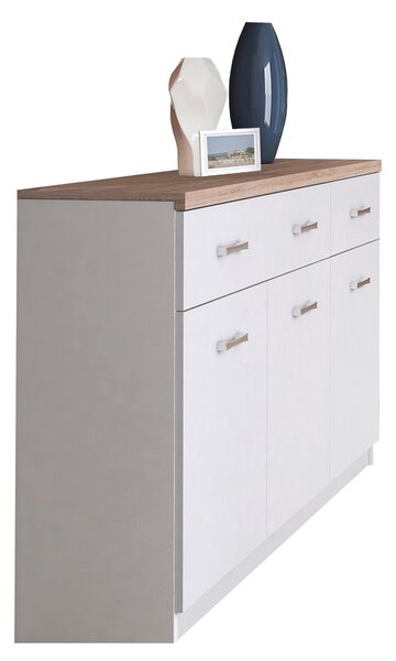 Biała Komoda Z Szafkami I 2 Szufladami 120 Cm E9-C96