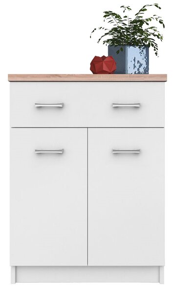 Biała komoda z szufladą i półkami 60 cm E8-N93