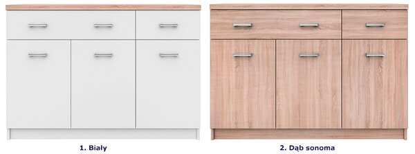 Biała Komoda Z Szafkami I 2 Szufladami 120 Cm E9-C96