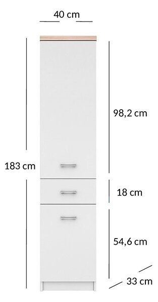 Wysoki Regał Biały Słupek T8-K40