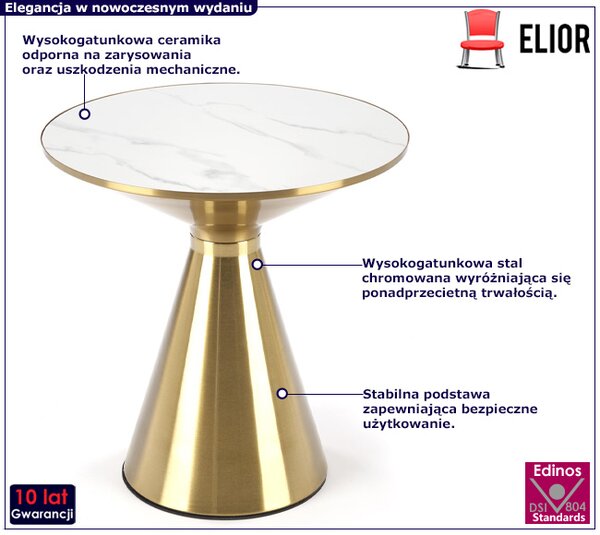 Złoto-biały stolik kawowy w stylu glamour Z3-T89