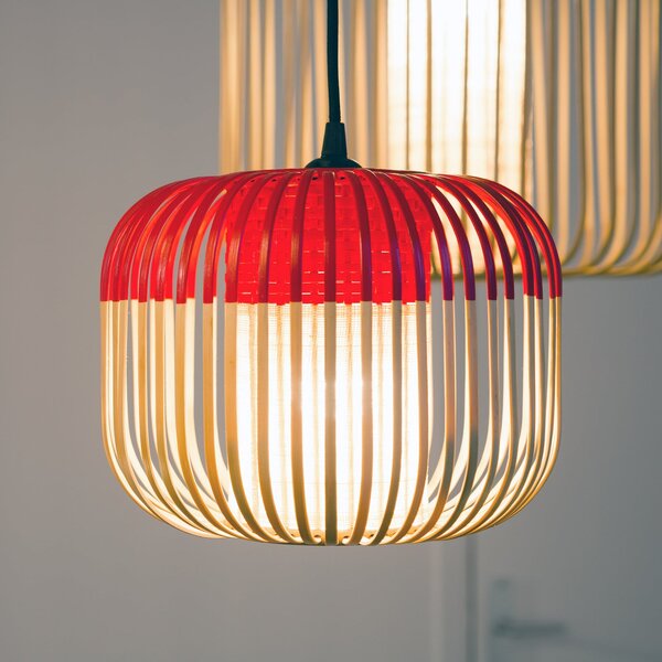Lampa Wisząca Forestier, Bamboo, ściemnialny, czerwony, salon, bambus, design