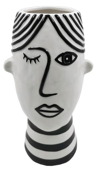 Czarno-biały porcelanowy wazon Mauro Ferretti Face