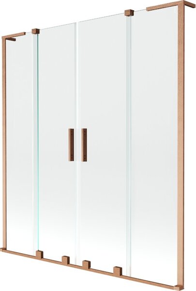 Mexen Velar L Duo parawan nawannowy 2-skrzydłowy rozsuwany 160 x 150 cm, transparent, miedź szczotkowana - 896-160-003-02-65