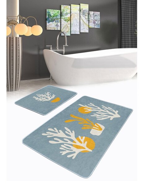Niebieskie dywaniki łazienkowe zestaw 2 szt. 60x100 cm – Mila Home