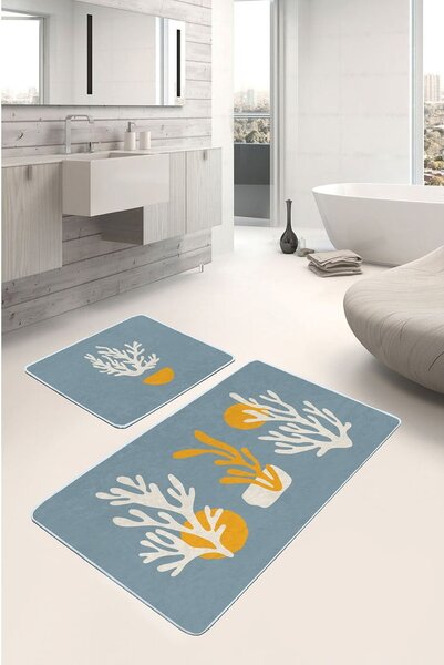 Niebieskie dywaniki łazienkowe zestaw 2 szt. 60x100 cm – Mila Home