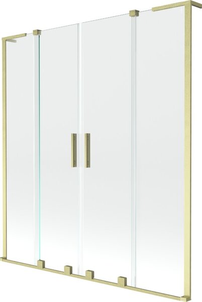 Mexen Velar L Duo parawan nawannowy 2-skrzydłowy rozsuwany 150 x 150 cm, transparent, złoty szczotkowany - 896-150-003-02-55