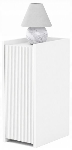 Stolik nocny "NARROW" biały mat, ryfle, wąski 25cm