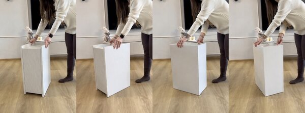 Stolik nocny "NARROW" biały mat, ryfle, wąski 25cm