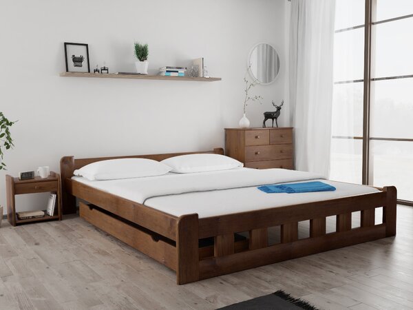 Łóżko Naomi podwyższone 180 x 200 cm, dąb Stelaż: Ze stelażem listwowym elastycznym, Materac: Bez materaca