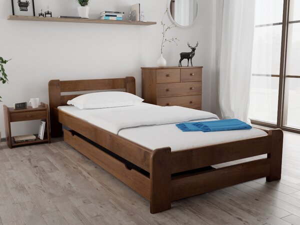 Łóżko Laura 80 x 200, dąb Stelaż: Ze stelażem listwowym elastycznym, Materac: Bez materaca