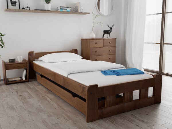 Łóżko Naomi podwyższone 90 x 200 cm, dąb Stelaż: Ze stelażem listwowym rolowanym, Materac: Bez materaca