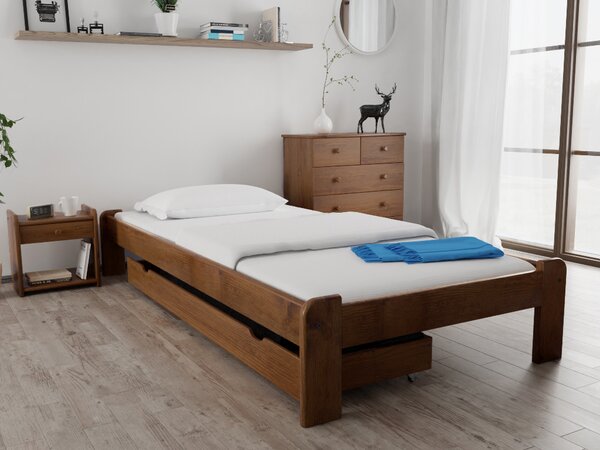 Łóżko ADA 90 x 200 cm, dąb Stelaż: Ze stelażem listwowym elastycznym, Materac: Materac Somnia 17 cm
