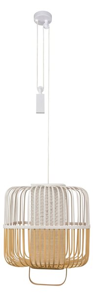 Lampa Wisząca Forestier, Bamboo, ściemnialny, biały, jadalnia, bambus, design