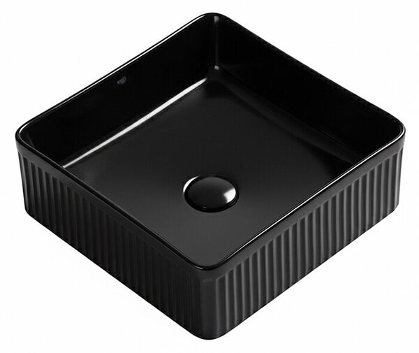 Umywalka nablatowa HYDROSAN AURA-BL-375 Kwadratowy Czarny ryflowany