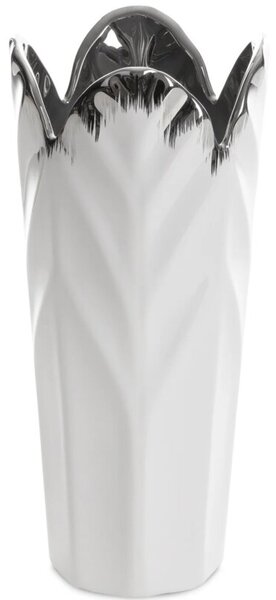 Wazon EUROFIRANY Nira 01 13 x 13 x 28 cm Biało-srebrny