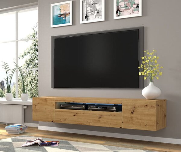 Stojąca szafka RTV z półkami artisan 200cm | Umeblowana.com
