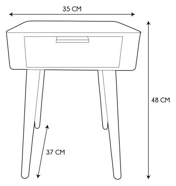 Designerski stolik nocny z szufladą żółty + czarny W2-F08