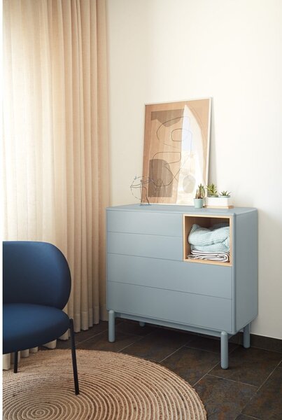 Niebieska/szara niska komoda 90x90 cm Corvo – Teulat