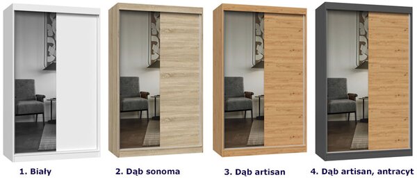 Szafa ubraniowa z drzwiami przesuwnymi 120 cm dąb artisan antracyt B4-A74