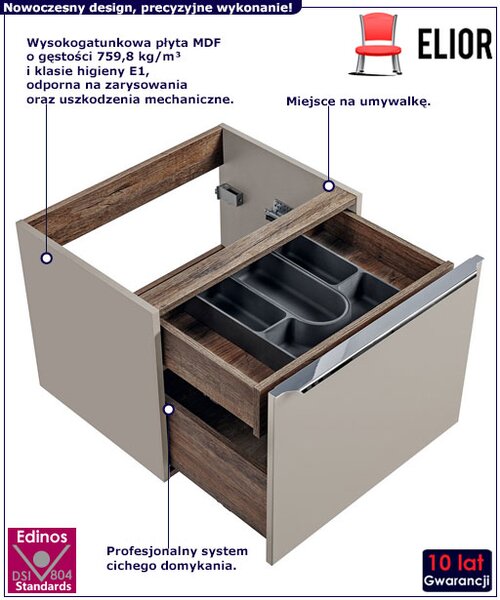 Wisząca szafka pod umywalkę szary krzemowy S3-P11