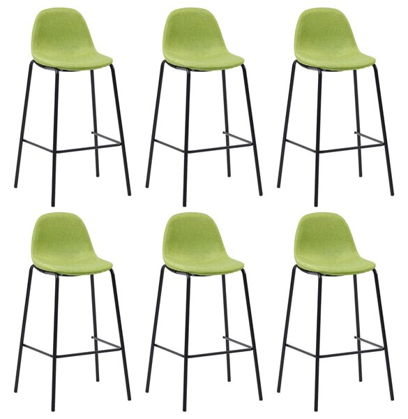 Krzesła barowe, 6 szt., zielone, tapicerowane tkaniną