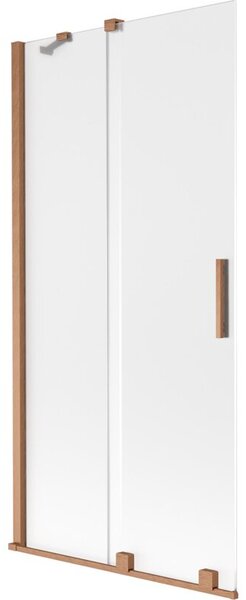 Mexen Velar parawan nawannowy 2-skrzydłowy rozsuwany 90 x 150 cm, szron, miedź szczotkowana - 896-090-000-31-65