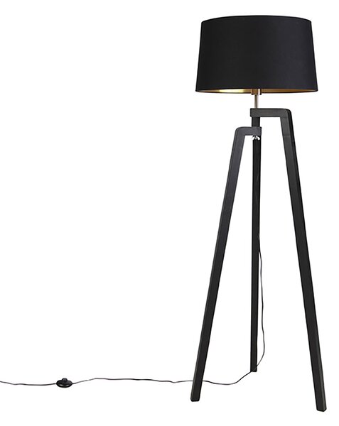 Inteligentna lampa podłogowa z kloszem czarna ze złotem 50 cm z WiFi A60 - Puros