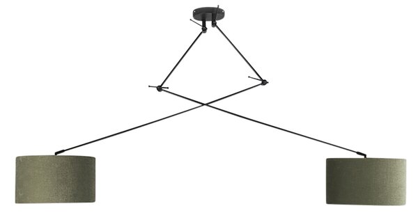 Inteligentna lampa wisząca czarna z abażurem 35 cm zielonym w komplecie z 2 żarówkami WiFi A60 - Blitz