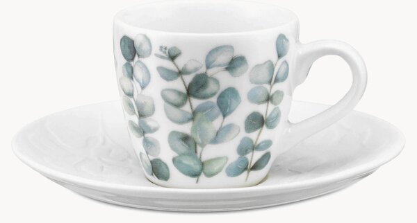 Komplet filiżanek ze spodkiem z porcelany Sempreverde, 2 elem