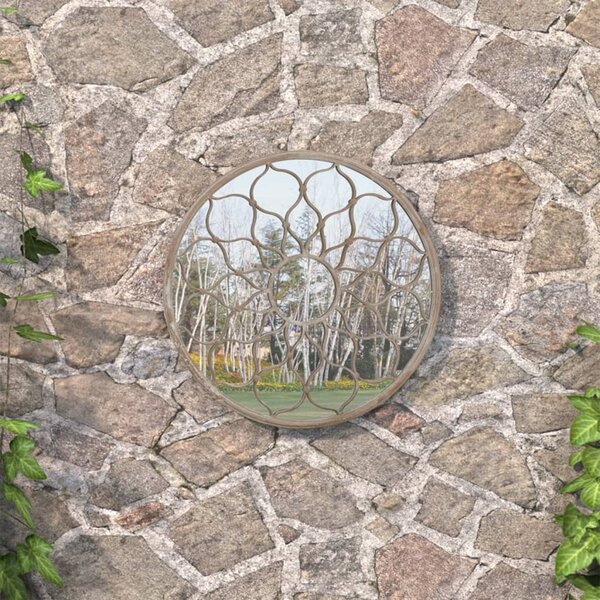Lustro ogrodowe, kolor piaskowy, 60x3 cm, okrągła żelazna rama