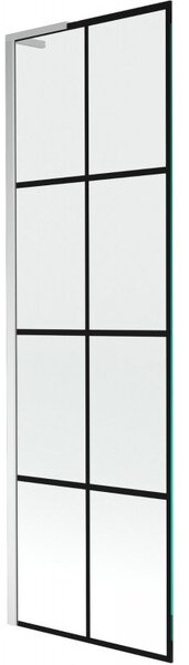 Mexen Next L parawan nawannowy 1-skrzydłowy 60 x 150 cm, czarna kratka, chrom - 895-060-000-03-77-01