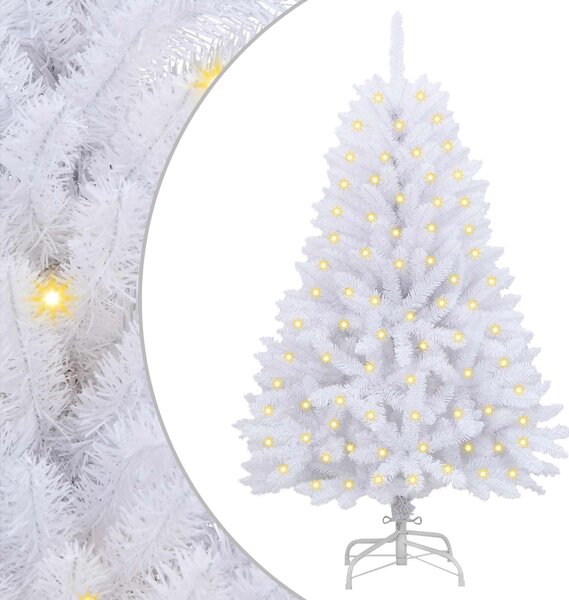 Sztuczna choinka z 150 diodami LED Biały 120 cm PVC i Metal