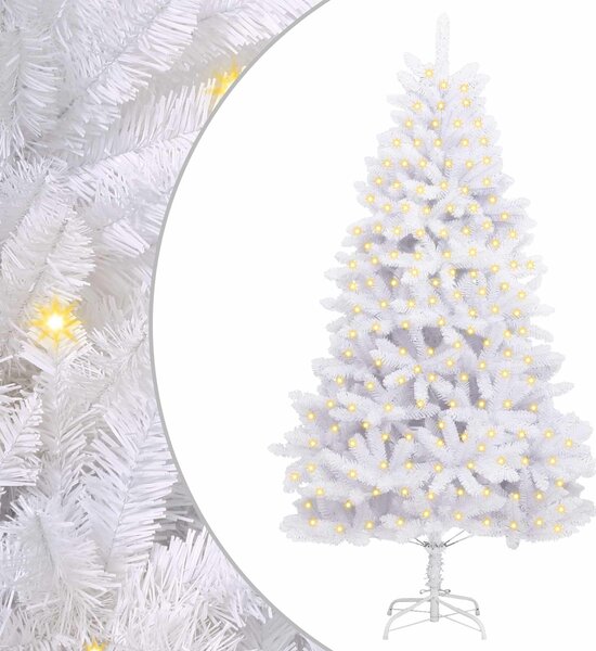 Sztuczna choinka z 300 diodami LED Biały 210 cm PVC i Metal