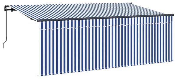 Markiza zwijana Niebieski i biały 400 x 200 cm