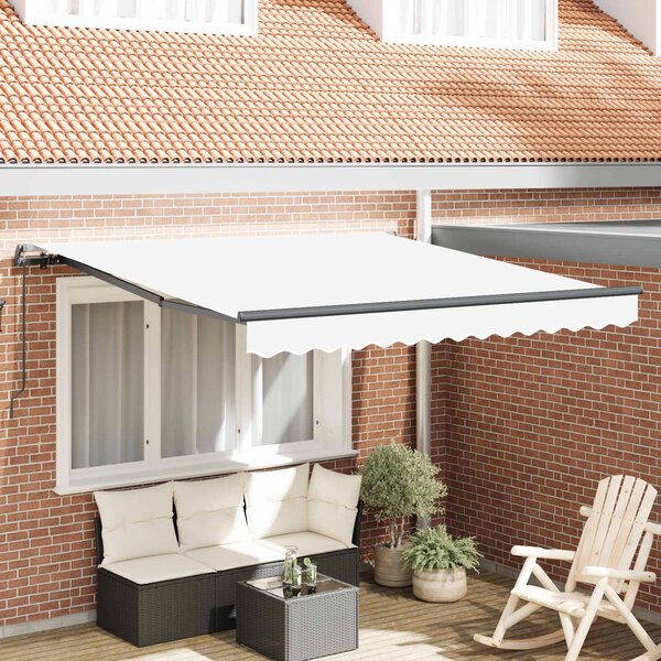 Markiza zwijana Biały 300 x 250 cm Poliester i Stal