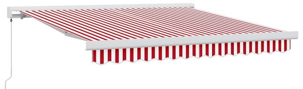 Markiza zwijana Czerwony i Biały 350 x 250 cm Tkanina i Metal