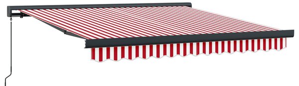 Markiza zwijana Czerwony i Biały 350 x 250 cm Tkanina i Metal