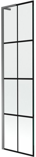 Mexen Next L parawan nawannowy 1-skrzydłowy 50 x 150 cm, czarna kratka, gun metal - 895-050-000-03-77-95