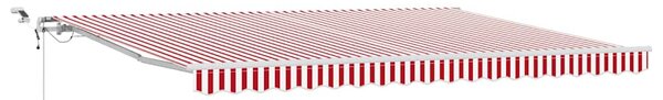 Markiza zwijana Czerwony i Biały 450 × 300 cm Poliester i Metal