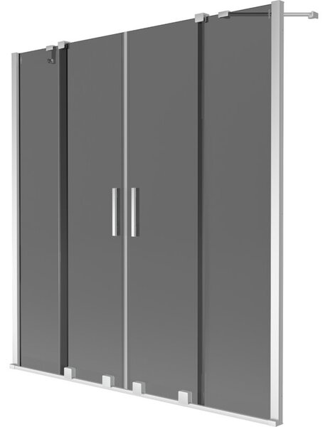 Mexen Velar Duo parawan nawannowy 2-skrzydłowy rozsuwany 140 x 150 cm, grafit, chrom - 896-140-000-42-01