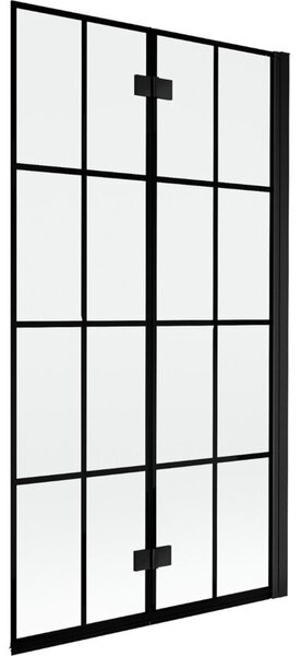 Mexen Mist parawan nawannowy 2-skrzydłowy prawy 100 x 150 cm, czarna kratka, czarny - 8A9-100-002-70-77-P