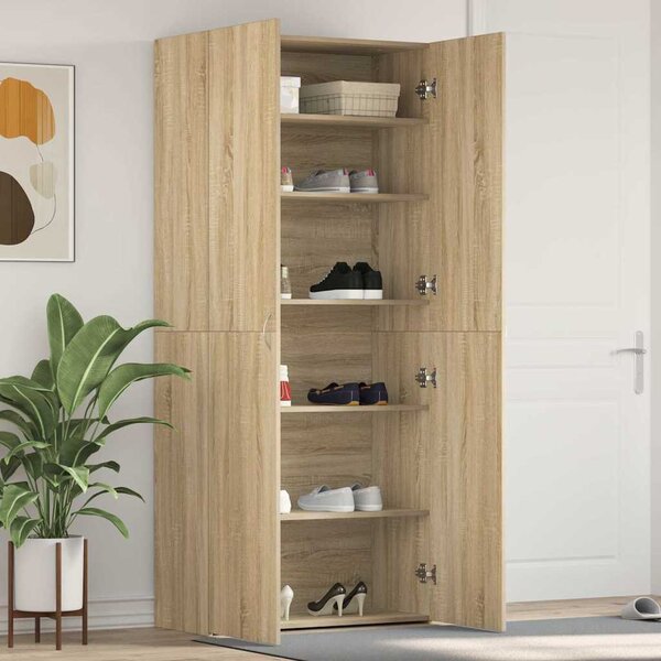 Szafka na buty 80 x 35.5 x 180 cm Drewno inżynieryjne Brązowy