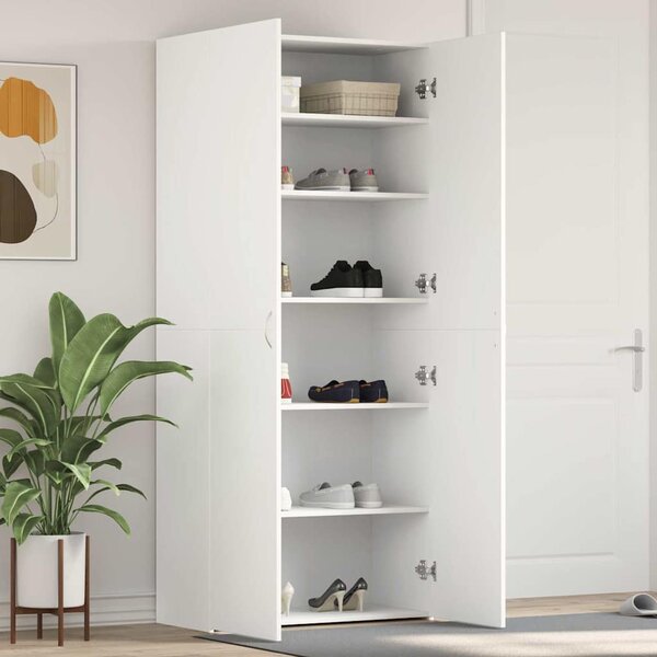 Szafka na buty 80 x 35.5 x 180 cm Drewno inżynieryjne Biały