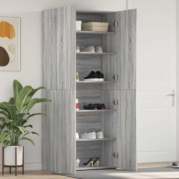 Szafka na buty 80 x 35.5 x 180 cm Drewno inżynieryjne Szary